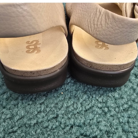 SAS Womens 7.5WW Relaxed Natural Leather Slingback Sandals Buckle Casual Comfort - Picture 6 of 10